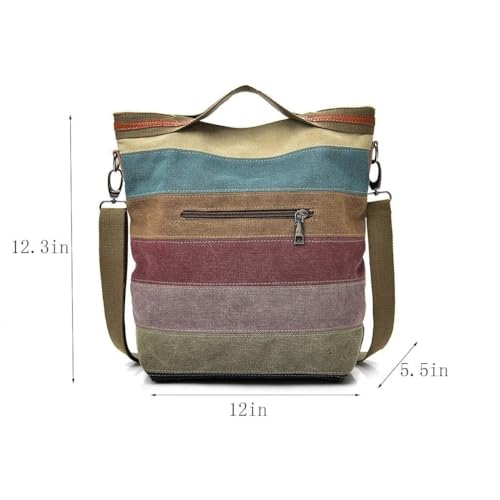 CVFAJI Women's Canvas Hobo Handbag, Multi-Color Tote Crossbody Bag | Shoulder Bag, Top Handle, Tote, Crossbody, Casual Messenger