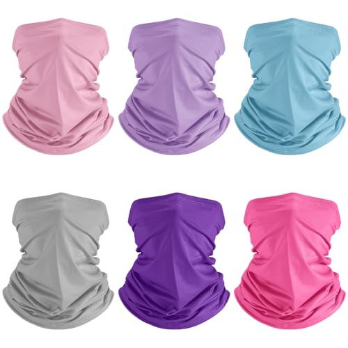 Geyoga 6 Pieces Summer UV Protection Cooling Neck Gaiter Face Clothing Neck Gaiter Mask Scarf Sunscreen Breathable Bandana - color: Cute Colors