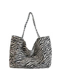 MakeMeChic Women's Leopard Tote Bag Cheetah Oversize Shoulder Bag Weekender Bag - color: Black and White