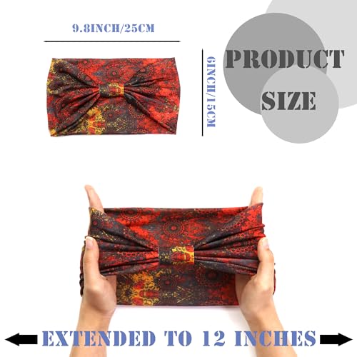 FULZTEY Fashion Boho Headbands for Women Knotted Wide Hair Bands Soft Fabric Bandanas Non Slip Elastic Headwrap Workout Sport Sweat Turban Stylish Hair Accessories for Teen Girls 4Pcs - color: Style 75