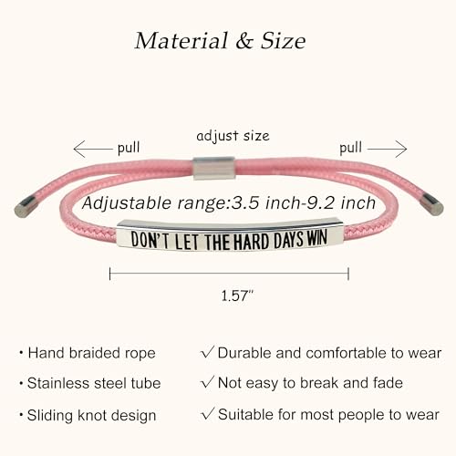 LINY Inspirational Gifts for Women Men, Dont Let The Hard Days Win Gifts, Motivational Inspirational Tube Bracelets Friendship Birthday Meaningful Gift for Friends Female - color: Dont Let-Tube Pink+Silver