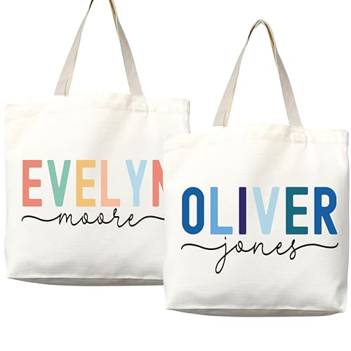 Personalized Custom Name Tote Bag - Premium Canvas, Reusable - Gift for Women, Bridesmaids, Teachers, Nurses - style: Large Bag