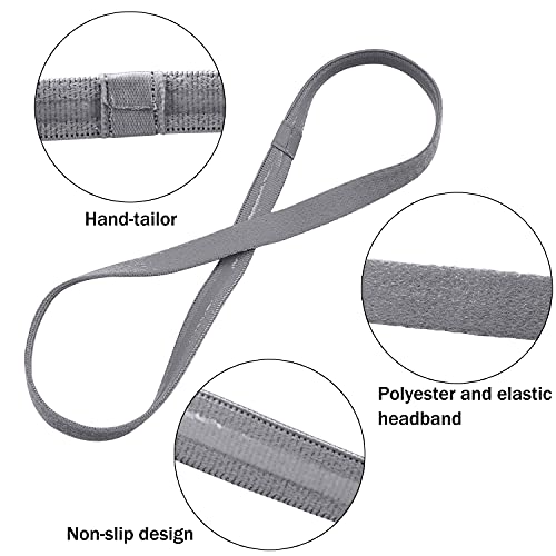 Duufin 20 Pieces Elastic Headbands Non Slip Sport Headband Thin Sweat Workout Headband Elastic Sports Headbands for Women, Men and Girls - color: Black, White, Gray
