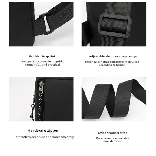 Mini Sling Bag for Men/Women, Waterproof Utility Crossbody Backpack Chest Bag for Hiking Travel Sports Running (Black) - color: Black