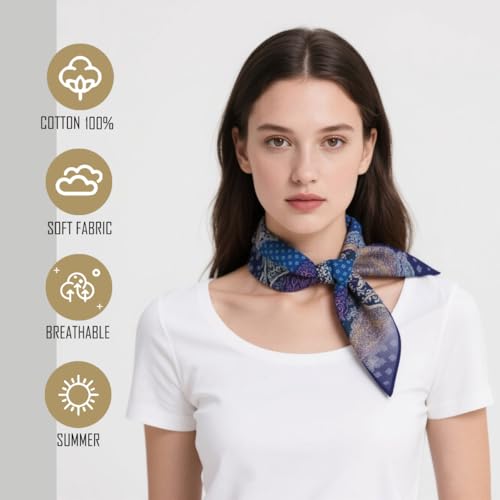 Large Cotton Bandana Lightweight Head Hair Scarf Headbands Wraps Cover Handkerchiefs for Women Men 25 x 25 inch - color: Rt01