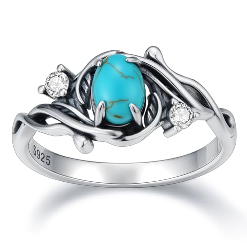 Boho Rings 925 Sterling Silver Turquoise Ring Western Jewelry Women's Eternity Rings Christmas Jewelry Gifts for Wife Mom Size 7-9 - style: Turquoise-3