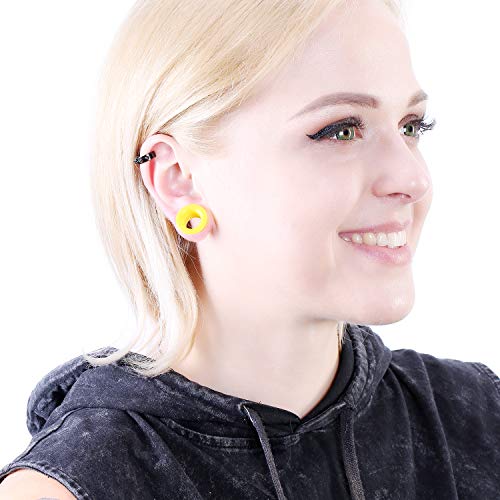 WBRWP 20/28pcs Ear Stretching kit Set: Hollow Hard/Soft Silicone Plugs and Tunnels Ear Expander Gauges Stretcher Body Piercing Jewelry - style: 28pcs Thick/Yellow