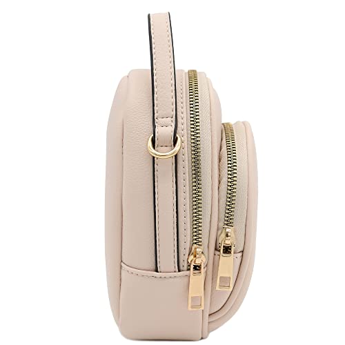 FashionPuzzle Two Compartment Mini Crossbody Bag | Two Compartment - color: Nude
