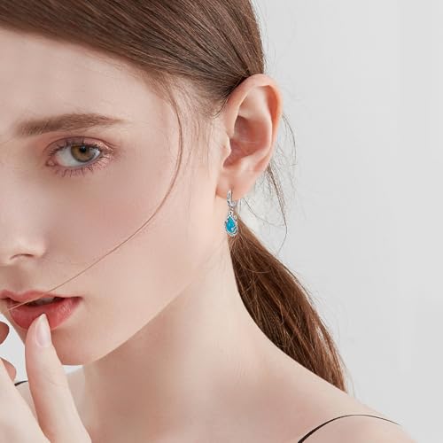 Natural Turquoise Earrings for Women Dangling 925 Sterling Silver Dangle Earrings Western Jewelry Christmas Gift for Sister Mother - style: E-Flowers Earrings