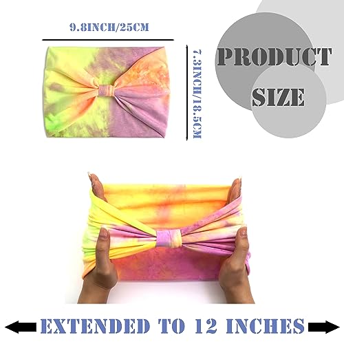 FULZTEY Wide Headbands for Women Cute Boho Hairbands Tie Dye Headwraps Elastic Workout Yoga Sweat Band Non Slip Bandanas Knot Turban Fashion Head Bands for Women's Hair Accessories Teenage Girls 3Pcs - color: Style 27
