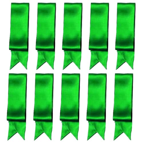 10 Pcs Long Thin Small Skinny Scarf Satin Neck Tie Ribbon Choker for Women Girls - color: Christmas Green