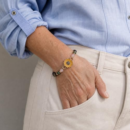 Sunflower Gifts for Women, Gifts for Women Bracelet, Symbol of Positivity Strength and Love, Inspirational Sunshine Jewelry, Birthday Christmas Thank You Gift, Friends Daughter Coworkers - style: Happy Retirement