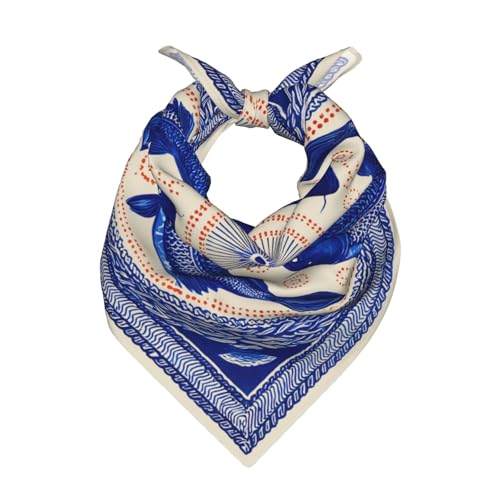 Head Scarf Hair Neck Scarves for Women Fashion Silk Satin Purse Bag Scarfs Handbags Bandana Neckerchief - color: Fish Beige Blue