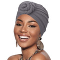 African Women Turban Caps Pre-Tied Twisted Turbans Head Scarf for Women Hair Wraps Cover Beanie Cancer Chemo Headwear - color: 1 Pack Flower: Grey