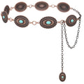 XZQTIVE Women Boho Chain Belts For Dresses Jeans Western Cowgirl Waist Links Belt Adjustable Metal Concho Belt - size: Fit Waist upto 36inches, style: Red Bronze