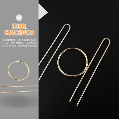 UKCOCO 4 Sets U-shaped Metal Hair Fork Hairpin for Women Smooth Double-prong Hair Stick Bun Holder Gold and Silver Styling