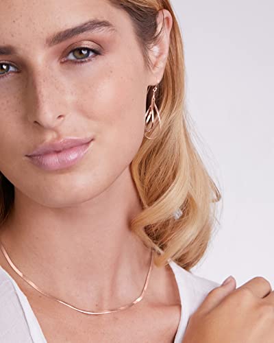 MILLA Teardrop Earrings - Designer Silver Statement Earrings or Gold Dangle Earrings for Women Trendy Upscale Dangly Earrings - color: Double Teardrop / Rose Gold Plated