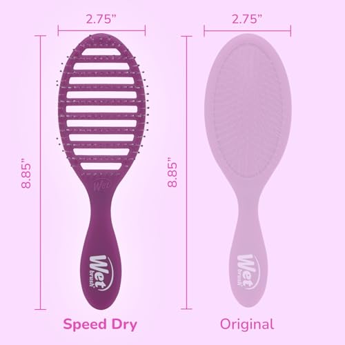 Wet Brush Speed Dry Hair Brush, Purple Frost - Vented Design & Soft HeatFlex Bristles Are Blow Dry Safe - Ergonomic Handle Manages Tangles - Pain-Free Hair Accessories - color: Frost Purple, size: 1 Count (Pack of 1)