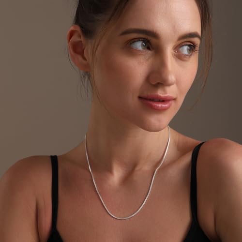 LeCalla 925 Sterling Silver Italian Jewelry Adjustable Chain Necklace, Sliding Bolo Chain Necklace for Women Slider Chain 14 to 24 Inch. - color: Fox-Tail Chain