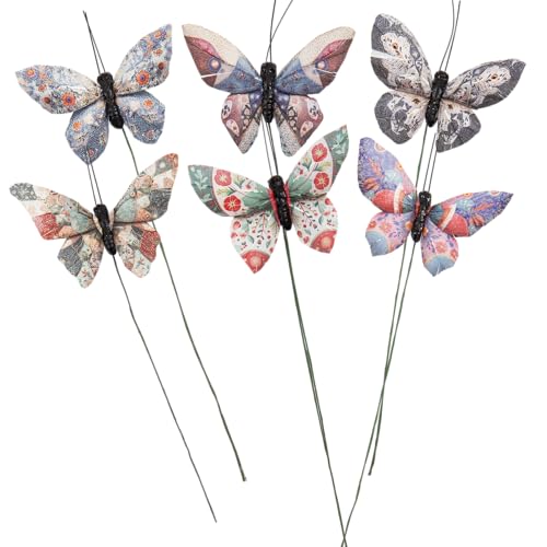 Berfutall-Artificial Feather 3D Butterfly Party Decorations Set of 12 with Clip 12 Color Ornaments for Christmas Tree (D Wire) - color: D Wire