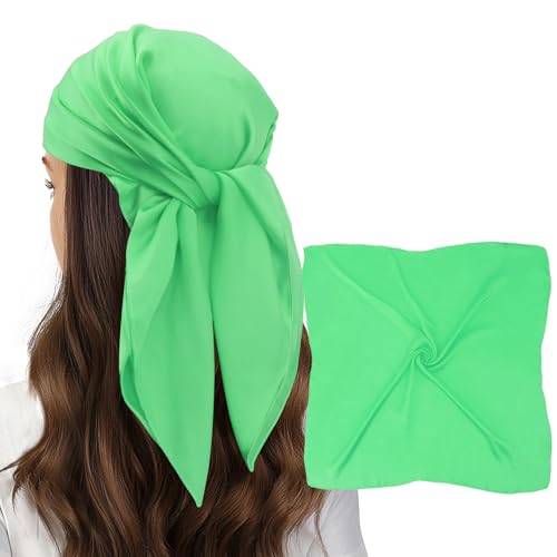 vimate Head Scarf for Women Hair 27'' Square Satin Silk Feeling Bnadana Neck Scarf Handbag Accessories Etc - color: C56#. Green