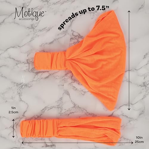 Motique Accessories Wide Cotton Head Band Solid Boho Yoga Style Soft Hairband for Women (Orange) - color: Orange