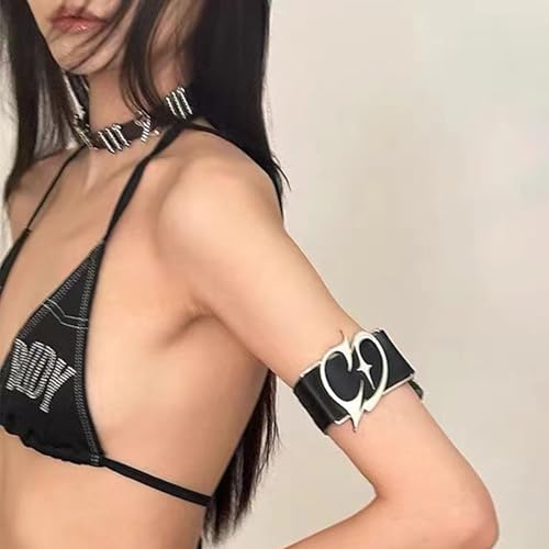 Leather Arm Cuff Bracelet for Women Adjustable Punk Arm Cuff Jewelry Upper Arm Band Black Leather Arm Bangles Halloween Gothic Jewelry