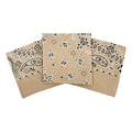 Bandanas for Women and Men，3 Pack Super Soft Thin 60s Preium Cotton 22 inch Handkerchiefs - color: Beige