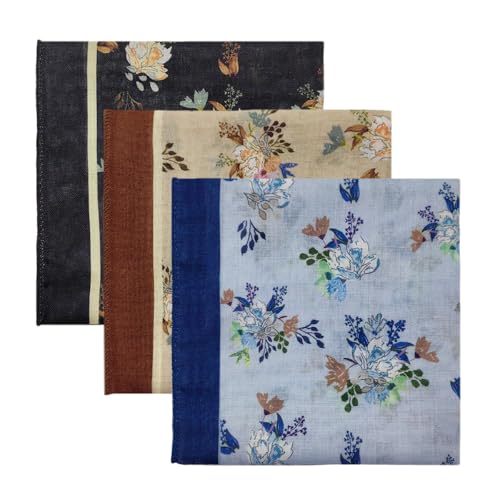 Cotton Like Bandana in Bulk, Head Scarf, Headband, Head wrap, Hair Neck Scarf for Women 22 x 22 inch - color: Bib01 Bouquet 3pcs