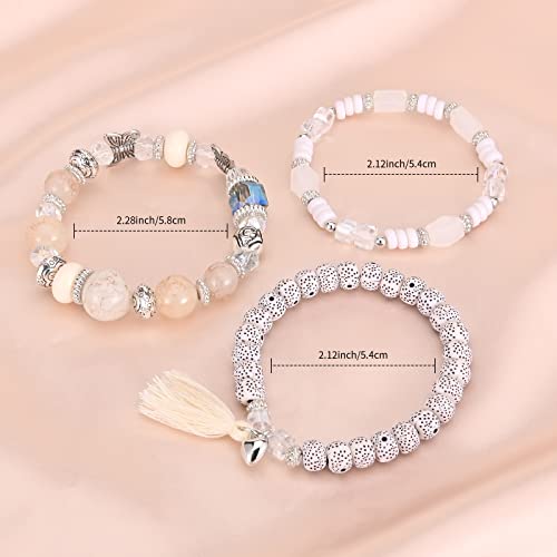 Bohemian Bracelet Sets for Women - 6 Sets Stackable Stretch Bracelets Multi-color Boho Jewelry for Women Hippie Bracelets Dainty Jewelry - color: Butterfly Stretch Bracelets Set