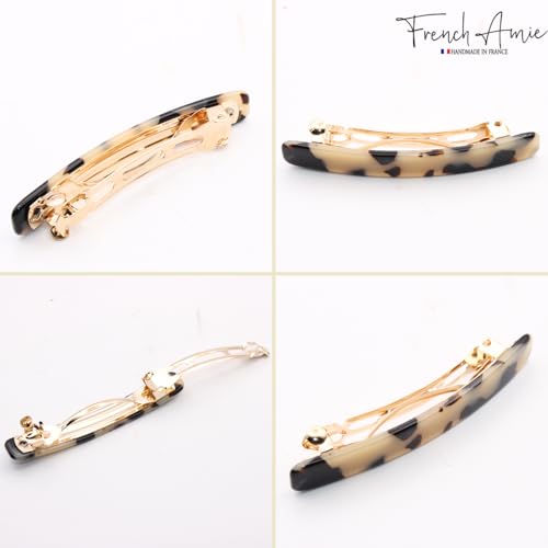 French Amie Small 2 1/4 inch Celluloid Handmade Hair Barrette No Slip Grip Durable Styling Women Hair Accessories Hair Clip for Girls, Made in France(White Tokyo) - color: White Tokyo