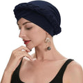 ZLYC Chemo Headwear for Women Pre Tied Turban Headwear Lightweight Beanie Hat - color: Braid Navy