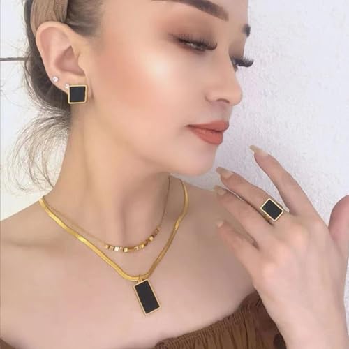 Gold Necklaces for Women Gifts - 14K Gold Plated Necklace for Women Necklaces for Her Tiny Fashion Jewelry for Teens，for Women Friends Jewelry Gifts，Necklace Gold Jewelry Birthday Gifts - style: Double layered square necklace