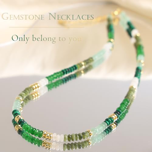 Beaded Gemstone Necklaces for Women Colorful Boho Choker Necklace Beauty And Spirit For Women (blue-silver) - color: green