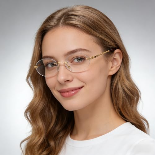 Retro Oval Sunglasses Rimless Small Round Glasses Frameless UV400 Men Women Fashion Shades - color: Clear