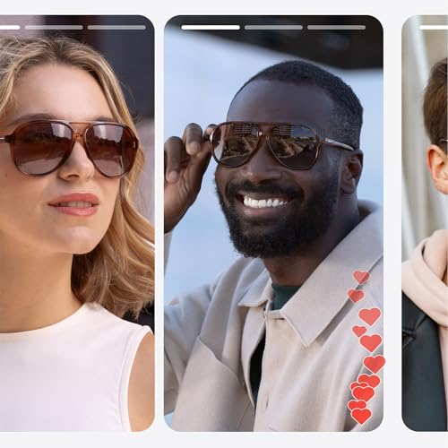 livho Trendy Polarized Aviator Sunglasses Women Men, Retro Sun Glasses for Women Men 2025, Oversized UV Protection Shades - color: Tortoise Brown + Black/Grey