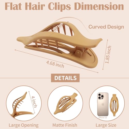 9 Pack Flat Hair Clips for Women, Matte Claw Clips for Thick & Thin Hair（Yellow) - color: Yellow-Regular
