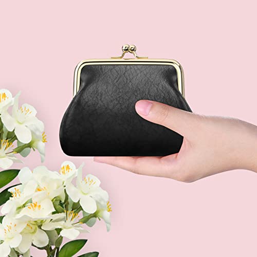 Coin Purse, Small PU Leather Change Purse, Coin Wallet with Clasp, Car Change Holder Pouch for Woman Men Kids Girls, Black - color: Black