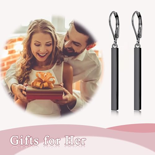 Leverback Earrings Dangle Earrings for Women Dangly Earrings Anniversary Birthday Gifts for Women - style: Vertical Bar Earrings-Black
