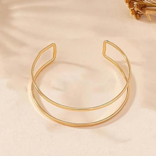Arm Cuff Gold Arm Bracelet Handmade Upper Jewelry for Women Adjustable Bangle Armband Open Wrist Bracelets Greek Goddess Costume Halloween Costume - color: F:cuffgold-2pcs