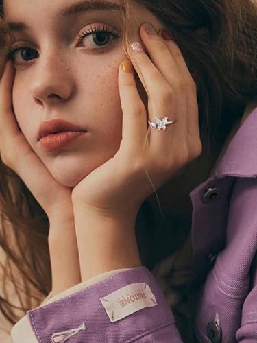 Bestyle 925 Sterling Silver Butterfly Ring Hypoallergnic Adjustable Birthstone Rings for Women Butterfly Jewelry Gifts for Anniversary Mothers' Day Birthday - color: 06.June (Alexandrite)-Ring Delicate