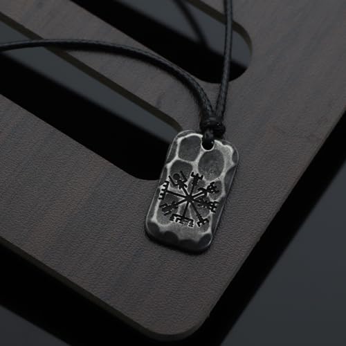 Ankiyabe Stainless Steel Norse Viking Rune Pendant with Adjustable Braided Rope Good Luck/Love/Strenght/Health Viking Symbol Necklace for Men Women - color: VEGVISIR