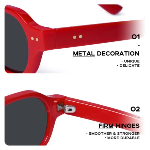 mosanana Retro Hexagon Sunglasses for Women Trendy Small 2026 MS52595 - color: C6 Red/Grey