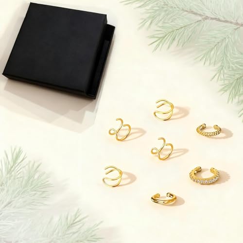 Ear Cuffs Non-Piercing for Women Dainty 14K Gold Plated Clip On Cartilage Earrings Hypoallergenic Huggie Hoop Cuffs Fake Earings for Non Pierced Ears - color: C:gold ear cuff