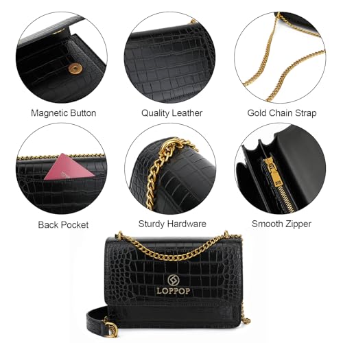LL LOPPOP Women's Small Classy Crossbody Purse Top Handle Handbags Leather Satchel Bags for Women - color: C-black(2052)