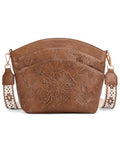 Crossbody Bags For Women, Vegan Leather Crossbody Purses with Boho Strap, Daily Travel Shoulder Handbag - color: Brown