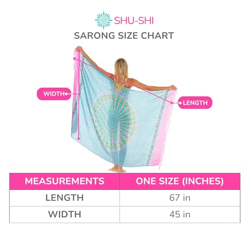 SHU-SHI Sarong Wraps for Women Long Beach Cover ups Pareo Bathing Suit Wrap Skirt Mandala Sarongs Coverup - color: Pink/Tosca
