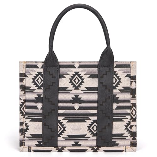Wrangler Aztec Tote Bag for Women Boho Shoulder Purses and Handbags - color: Angel Diamond Black (Guitar Strap)