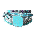 YGLINE Natural Stone Bracelet 5 Wraps Bracelet Handmade Blue Color Boho Bracelet for Women Bracelet - color: turquoise 8