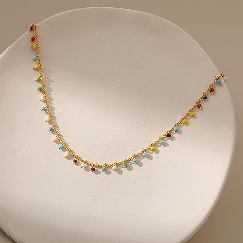 Beaded Choker Necklaces for Women 18k Gold Plated Dainty Gold Choker Necklaces for Women - style: boho choker